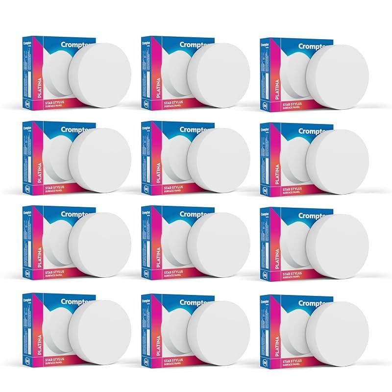 Crompton Star Stylus Surface Mounted Downlighter 6W Round Cool White | Pack of 12 | NO False Ceiling required, Outer Dimension: 90 mm | For Hall, Bedroom, Kitchen, Office, Store