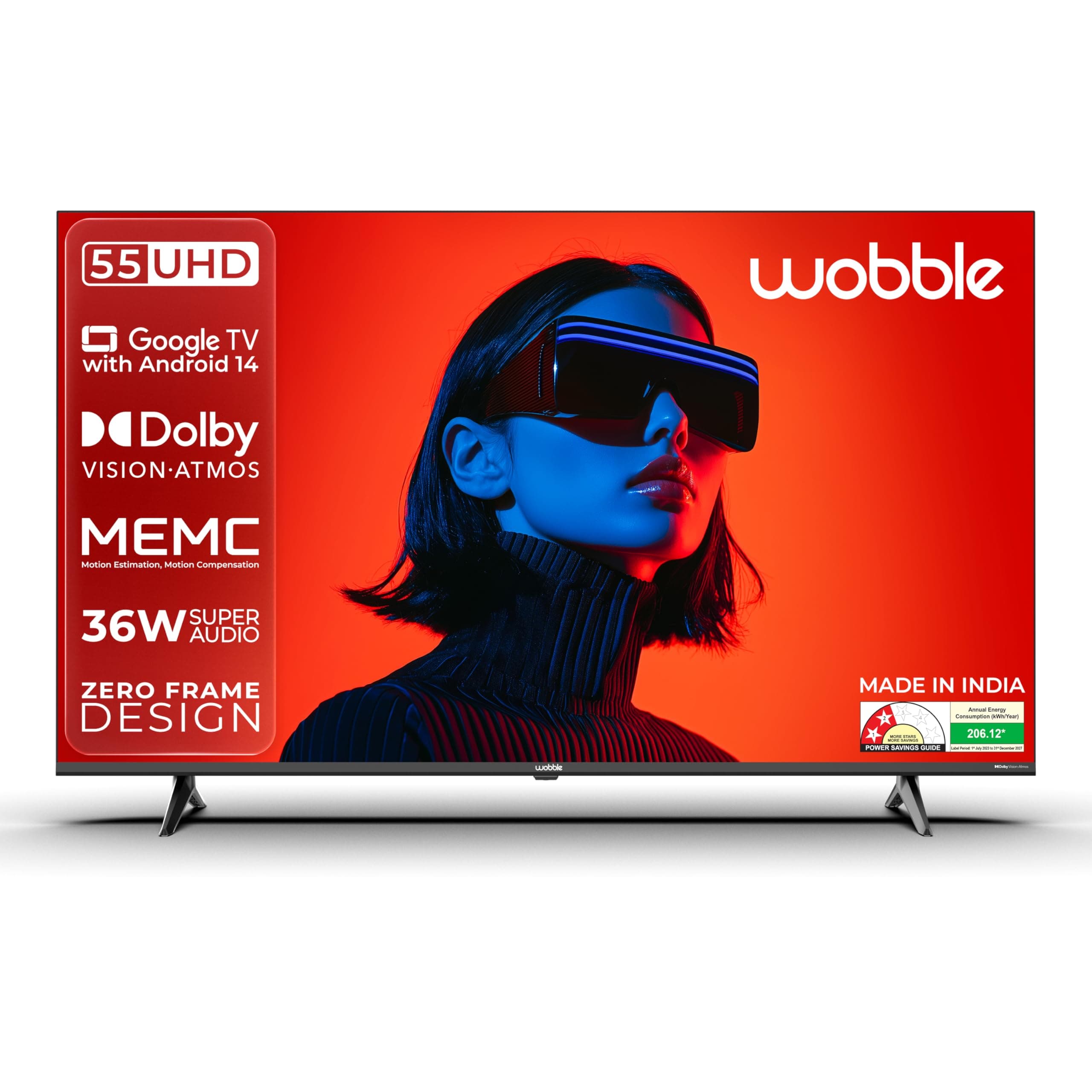 Wobble 138.7 cm (55 inches) K Series 4K UHD Smart Goggle LED TV WB55UDAGU2875D25