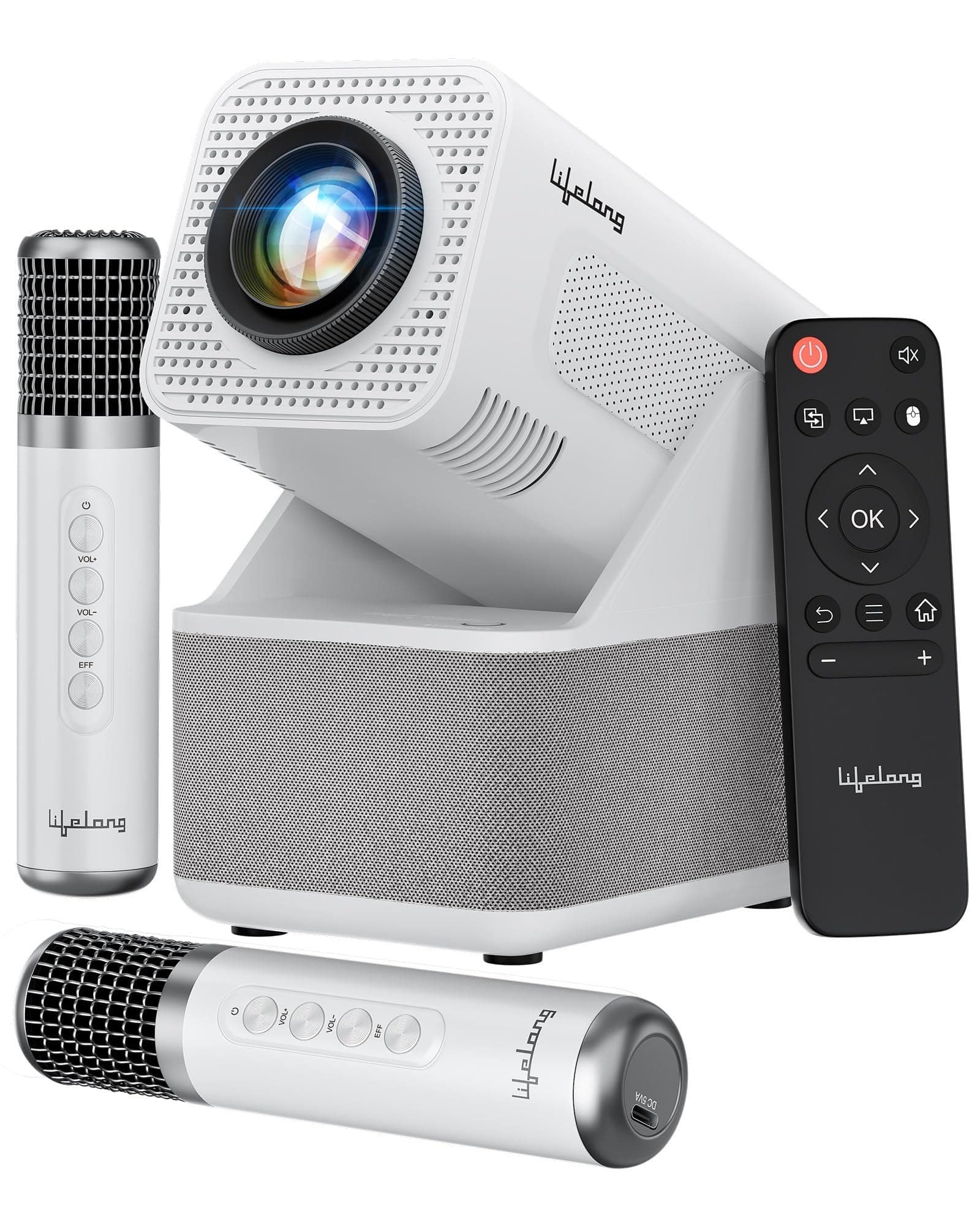 Lifelong Electronics ROAR Projector with 2 Mics | Booming 20W Speakers | Cricket Commentary, Karaoke Party & Room Cinema | 1080P & 4K Ultra HD Support | All Android OTT Apps | Ultra Bright 150” Screen