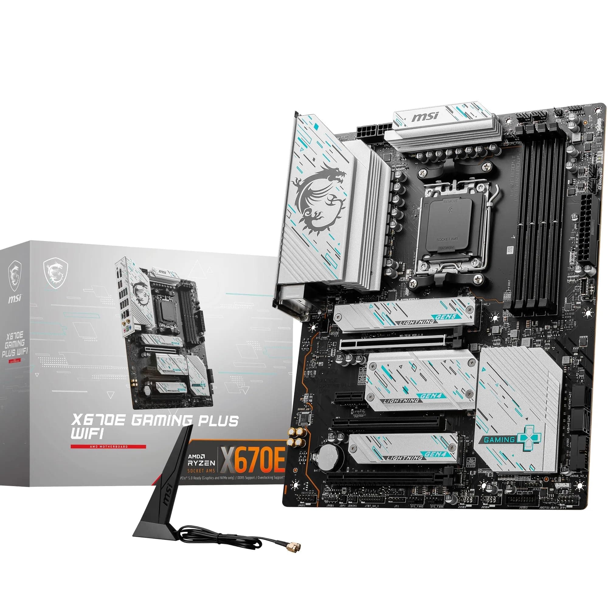 MSI X670E Gaming Plus WiFi Motherboard, ATX - Supports AMD Ryzen 7000 Series Processors, AM5, DDR5 Memory Boost 7800+MHz/OC, 3 x PCIe 5.0 x16, 1 x M.2 Gen5, Wi-Fi 6E