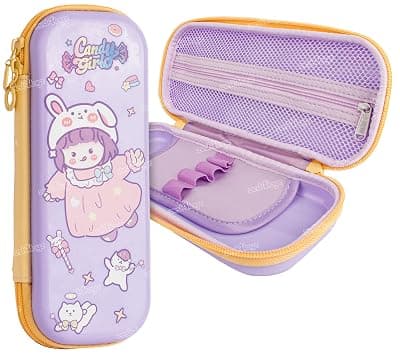 Zest 4 Toyz Pencil Box for Girls Pencil Pouch School Supplies Stationary Items Set Pencil Case Organizer Return Gifts Birthday Party for Kids (Pack of 1 - Candy Girl) Purple