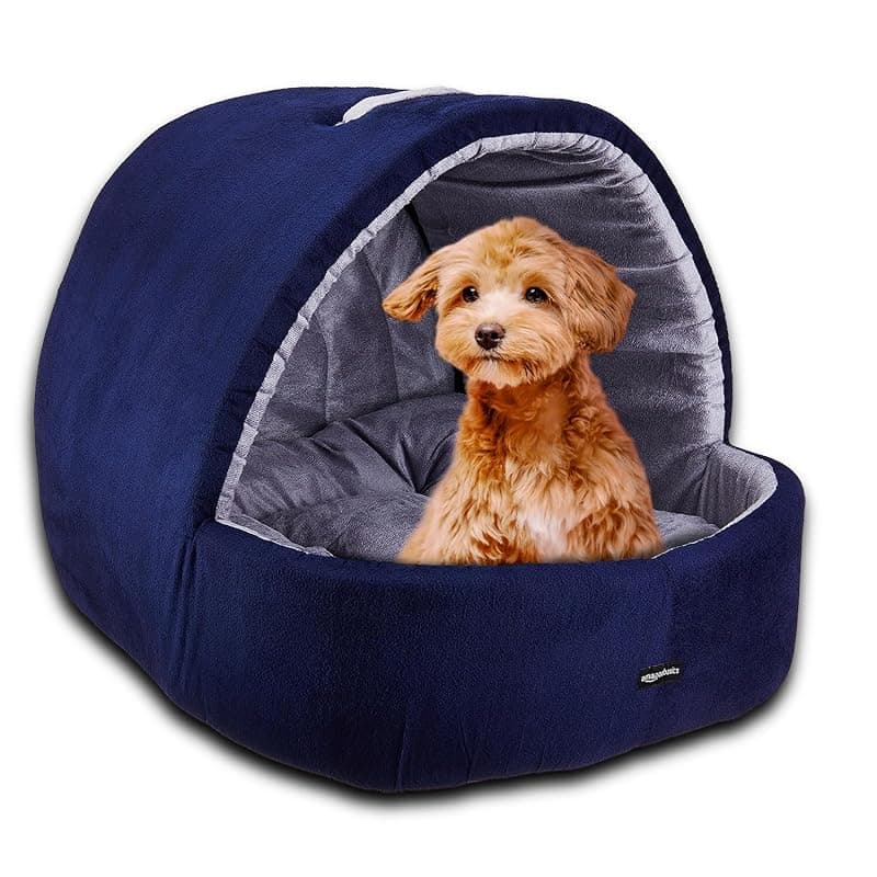 Amazon Basics Premium Medium Size Dog and Cat Cave Pet Bed | for Cats and Kittens | Medium 60 x 57 x 48 cm.