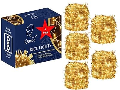 Quace 12 Meter (36 Feet) Decorative 42 Warm White LED String Light Plug for Indoor &amp; Outdoor Decorations,String Lights for DIY, Party, Home Decor, Christmas, Diwali (Pack of 5)