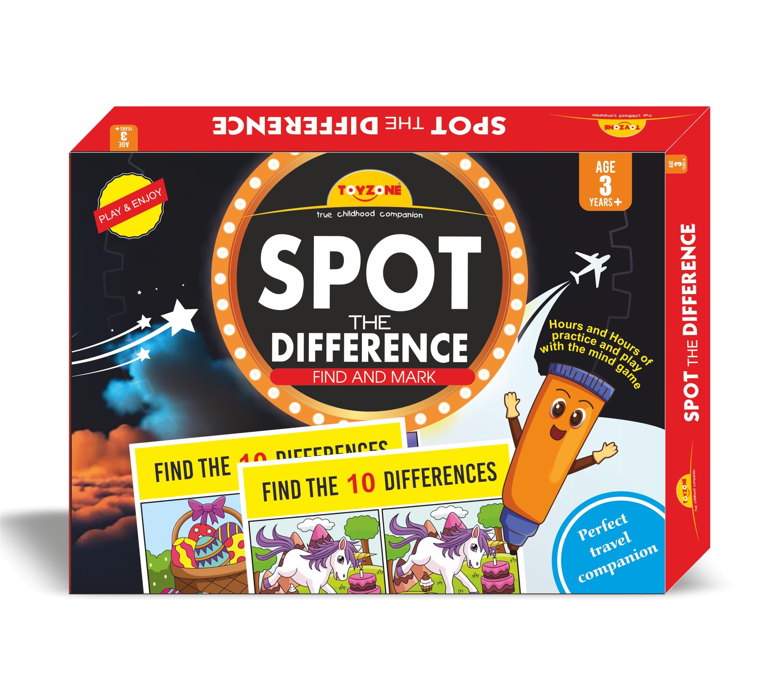 Toyzone Spot The Differences | Find The Difference Game | Brain Early Learner Educational Game | Great for Home, Road Trip, Travel, Camping - Best Gift for Kids Ages 3+