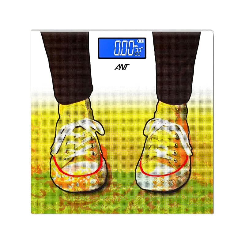ANT Flora Sports Weight Machine for Body Weight Digital Bathroom Scale for Human body Weight measurement with Wide LCD Display Thick Tampered Glass for Home &amp; Gym with 30 Months Warranty