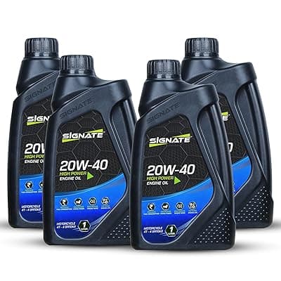 Signate 20W40 Engine Oil for Bikes 1L, 4 Stroke Engine Oil for Motor Cycle, Maximum Gear Protection &amp; Efficient Performance Bike Oil (Pack of 4)