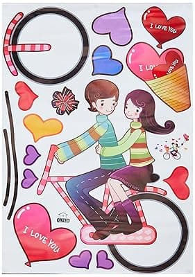 Amazon Brand - Solimo Wall Sticker for Bedroom (Love Cycle Together), Ideal Size on Wall: 100 x 80 cm PVC Vinyl, Self-Adhesive