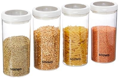 Amazon Brand - Solimo Twist & Lock Plastic Storage Container Set, 1400 ml, Set of 4, White