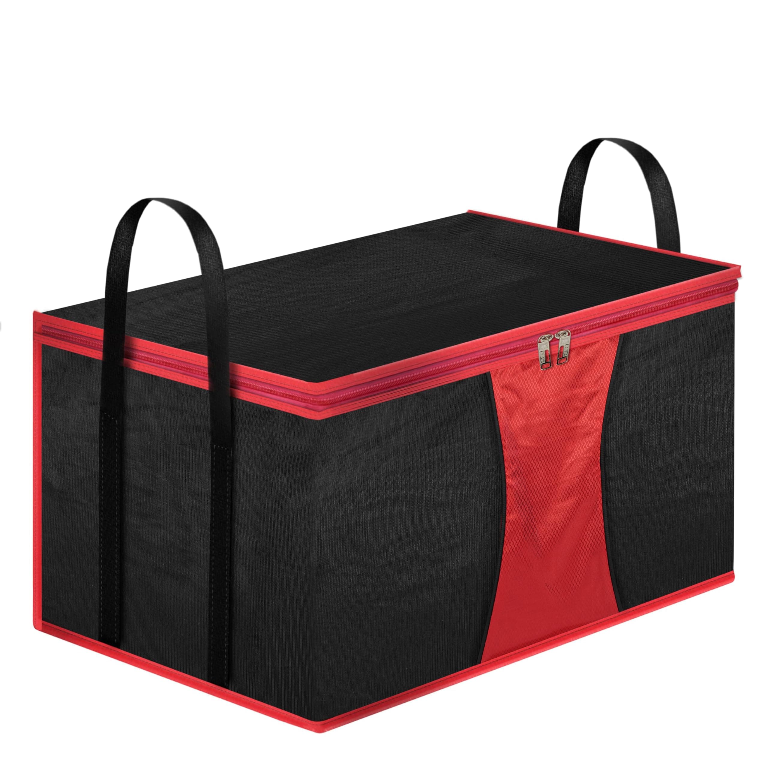 Storite Jumbo Super-Size 1680 Denier Nylon 110 L Moisture Proof Multipurpose Heavy Duty Storage Bag for Toys/Stationery/Blankets/Clothes/Moving Bags With Strong Handles(63.5 x 45.7 x 38cm, RedBlack)