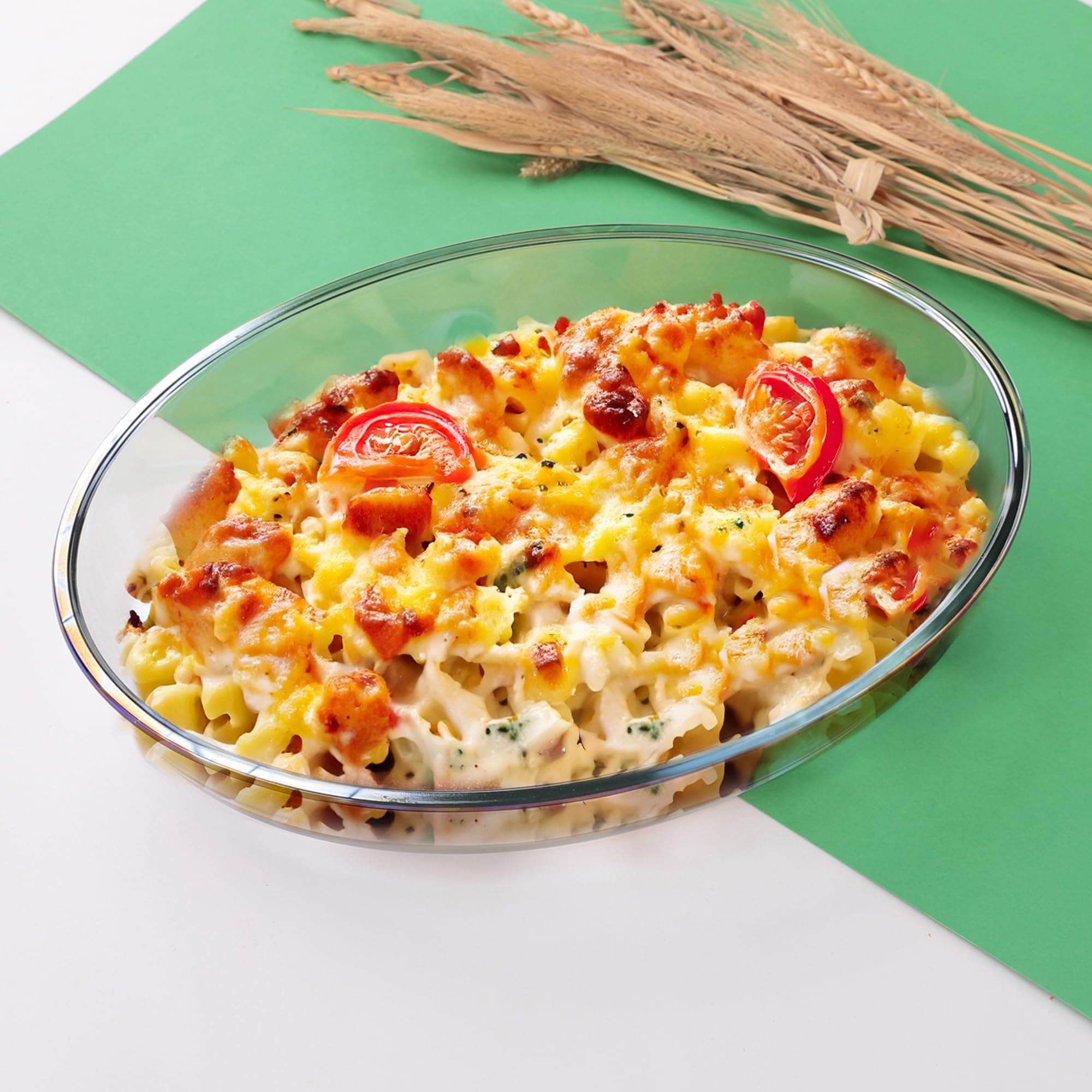 UMAI Borosilicate Glass Baking Tray-Oval Shape (700ml)| Transparent Microwave Oven Safe Utensils | Rectangular Bread Moulds for Baking | Dishwasher Safe | Multipurpose use Serving Tray (Iridescent)