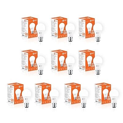 Orient Electric Eternal 12W High Glo LED Lamp | Up to 4 kV surge protection | 6500K, Cool White| B22D base| Made in India| Pack of 10