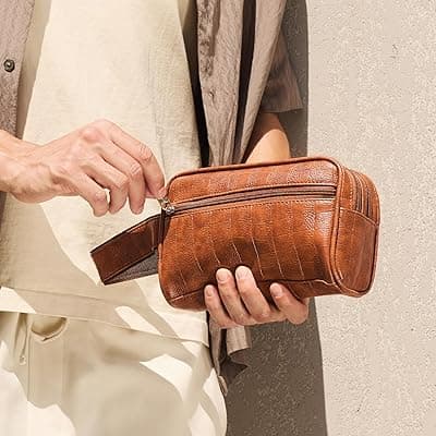 Lifelong Toiletry Bag for Men &amp; Women | Vegan Leather Travel Pouch | Shaving Kit, Grooming &amp; Makeup Organizer | Toiletry Bag for Travel, Gym, Daily Use, Cosmetics, Toiletries &amp; Essentials (Tan)
