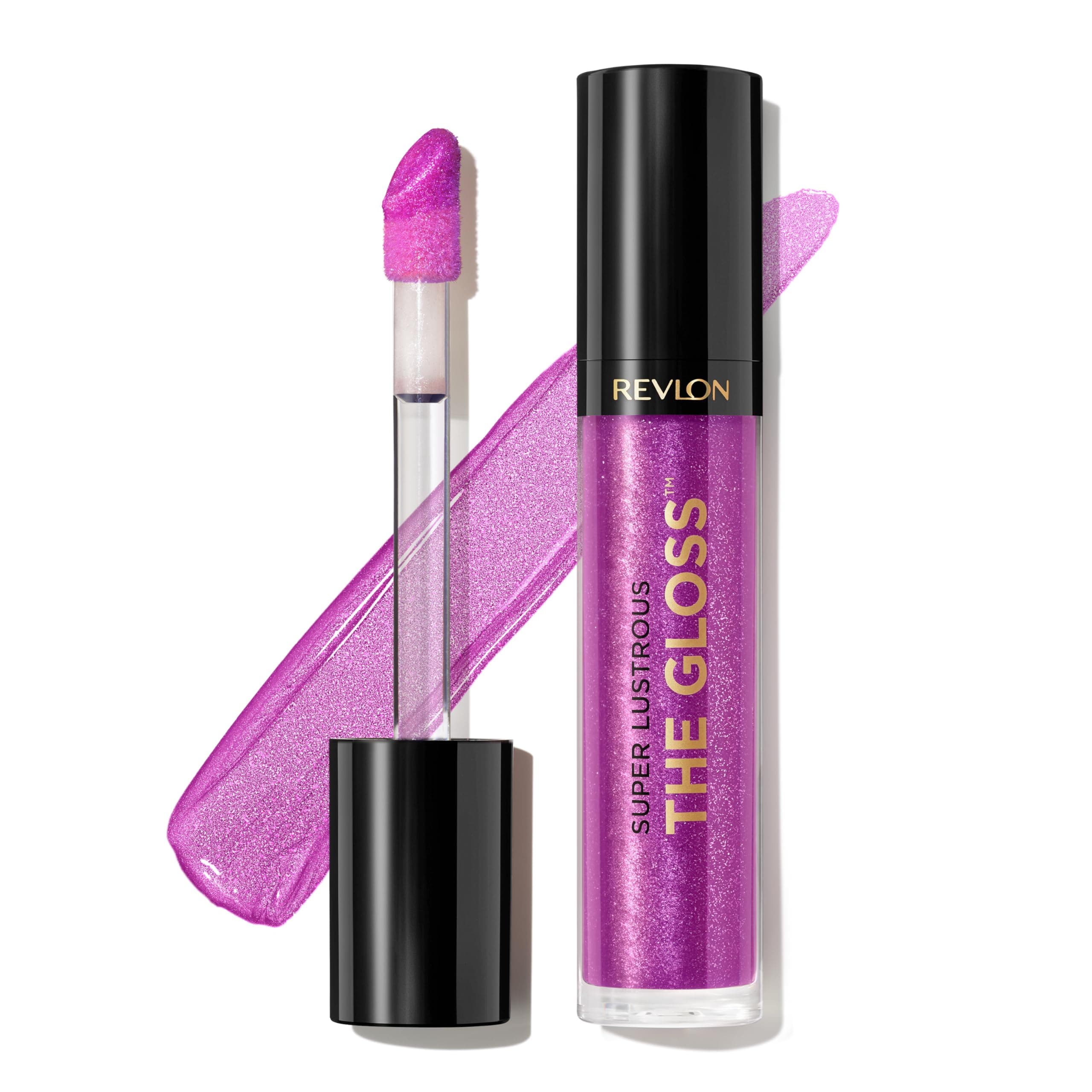 Revlon Super Lustrous Lip Gloss, Non-Sticky, Hydrating, High Shine Finish, 230 Sugar Violet, 0.13 oz | Ultra Glossy