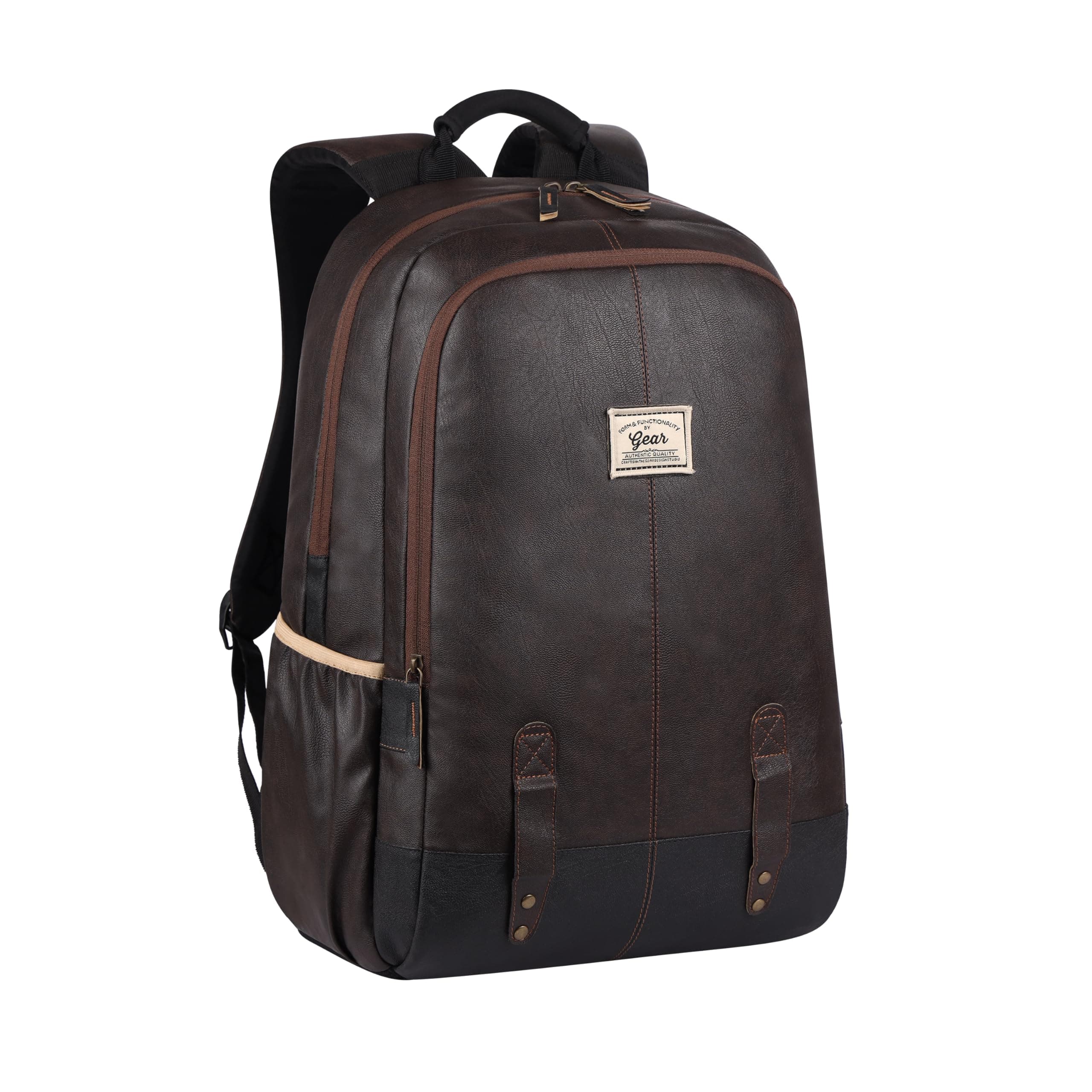 Gear Classic Anti Theft Faux Leather 18 inch 48 cms Brown Laptop Backpack (LBPCLSLTH0201)