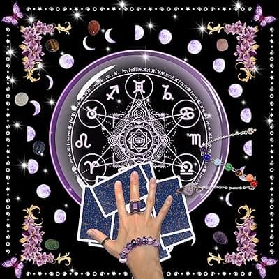 Tarot Mat, Tarot Cloth for Spread, 50×50cm Premium Tarot Cloth &amp; Altar Cloth - Sacred Divination Accessories for Tarot Readings and Spiritual Practices(Purple)