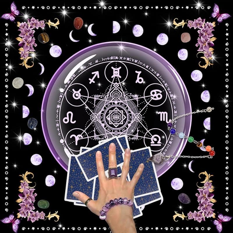 Tarot Mat, Tarot Cloth for Spread, 50×50cm Premium Tarot Cloth &amp; Altar Cloth - Sacred Divination Accessories for Tarot Readings and Spiritual Practices(Purple)