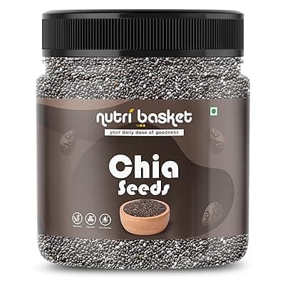 NUTRIBASKET Premium Raw Chia Seeds Jar Pack | Omega 3 and Fibe Seeds Rich in Calcium, Protein & Fibre (1000GM)