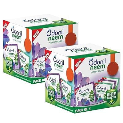 Odonil Bathroom &amp; Toilet Air Freshener, Neem Mixed Fragrance Blocks - Jasmine, Lavender, Orchid, Rose, Long Lasting Fragrance, Lasts upto 30 days, Germ Protection, 384g (48g x Pack of 8)