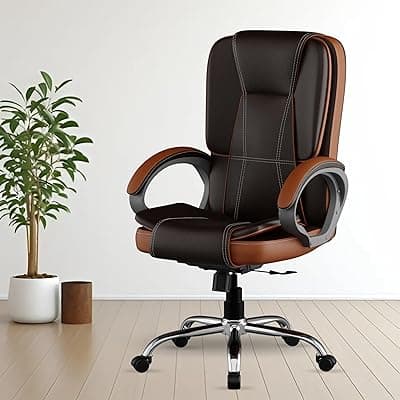 FUGO FG12 Ergonomic Office Chair with Adjustable Height,Cushioned Back & Seat,Tilting Mechanism,Heavy-Duty Metal Base,Dual Nylon Casters–Ideal for Work,Gaming, Study,3Year Warranty (Brown & Tan)