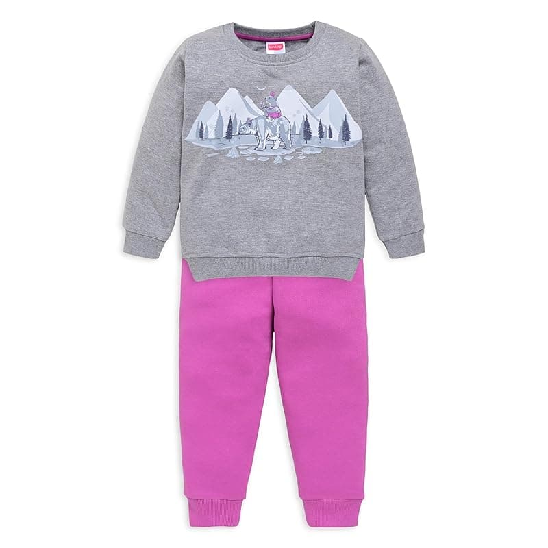 LuvLap Baby Girls Full Sleeve Sweatshirt &amp; Pyjama Set Pack of 1