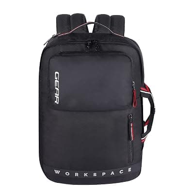 Gear Workspace 18 Ltrs Hybrid Briefcase Laptop Backpack (Black-Red), One Size (BKPWRPHYD0101)