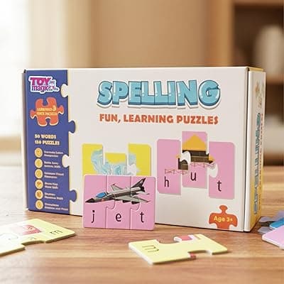 ToyMagic Educational Word Puzzle Game for Kids | Spelling Fun with 50 Words &amp; 150 Puzzle Sets | Language Development &amp; Reading Toy | Educational Learning Toy for Ages 4+