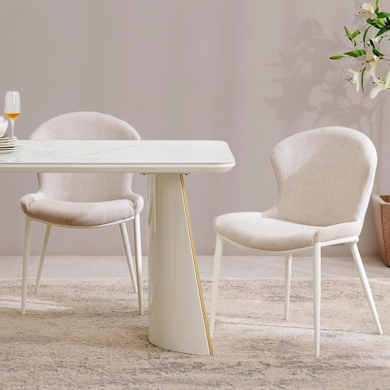 Home Centre Dining Chair Senorita Mild Steel 2 Cushion Dining Chairs | Mild Steel Dining Chairs for Dining Room|(Cream) 1 Year Warranty