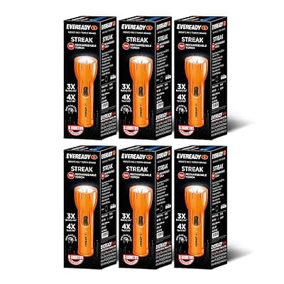 Eveready Streak DL22, Rechargeable 1W Emergency Led Torch, Easy Plug & Play Charging, Overcharge & Deep Discharge Protection, Powered by Li-Ion Battery, Pack of 6