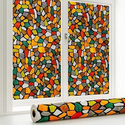 Privacy Vinyl Frosted Window Film Glass Sticker Self-Adhesive Film Tint Wallpaper Opaque Sheet for Glass Privacy Cover Window, Door, Office, Home.| Anti-UV. (24x36 Inch, Shinny Stones)