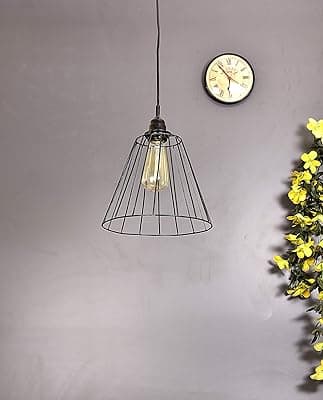Tu Casa HG-12 Triangle Metal Wire pendent Light Iron Holder Type e-27 Size 9x9.5x29-(Bulb not Included)(Corded Electric)