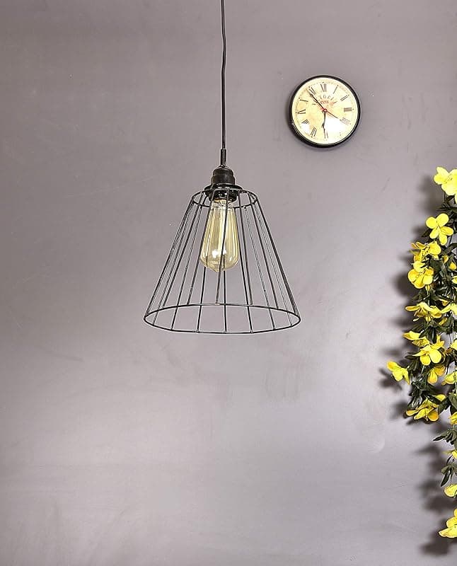 Tu Casa HG-12 Triangle Metal Wire pendent Light Iron Holder Type e-27 Size 9x9.5x29-(Bulb not Included)(Corded Electric)
