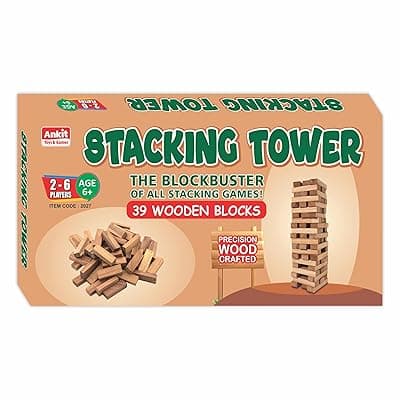 Ankit Toys &amp; Games Wooden Stacking Tower Game - Precision Crafted 39 Blocks for Kids and Adults Family Game Stacking and Balancing Party Develops Motor Skills and Concentration for Ages 6 and Up