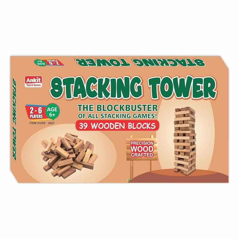 Ankit Toys &amp; Games Wooden Stacking Tower Game - Precision Crafted 39 Blocks for Kids and Adults Family Game Stacking and Balancing Party Develops Motor Skills and Concentration for Ages 6 and Up