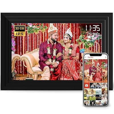 Lifelong 10.1 Inch (25.65 CM) Digital Photo Frame with Slideshow | 1280 x 800 |Video & Sound – IPS HD Auto-Rotate Touch Screen, Wi-Fi & 32GB Memory - Desktop/Wall Mounted - Share Files with Frameo App