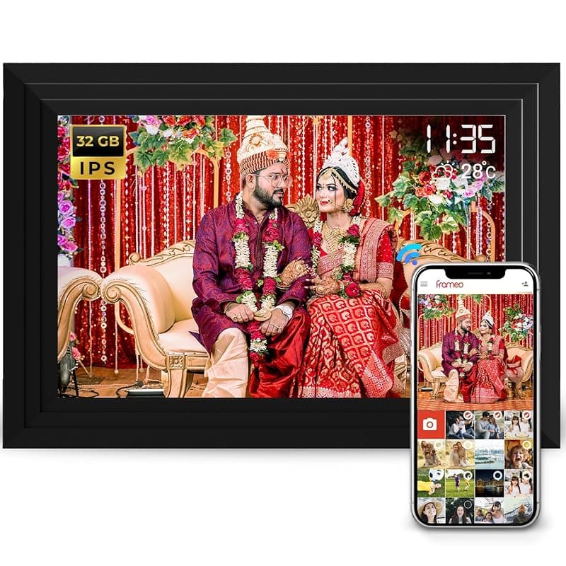Lifelong 10.1 Inch (25.65 CM) Digital Photo Frame with Slideshow | 1280 x 800 |Video & Sound – IPS HD Auto-Rotate Touch Screen, Wi-Fi & 32GB Memory - Desktop/Wall Mounted - Share Files with Frameo App