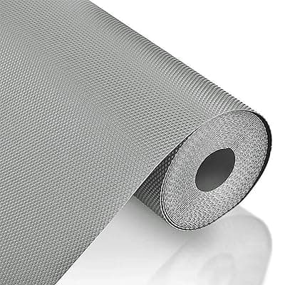 MollisHomes EVA Food Grade Washable Anti Slip Mat/Sheet for Fridge, Shelf Liner for Kitchen Shelves, Table, Kitchen Drawer mat, Wardrobe(Diamond Texture, Light Grey) 3Mtr (300cm x 45cm)