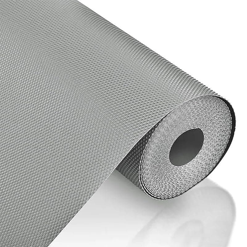 MollisHomes EVA Food Grade Washable Anti Slip Mat/Sheet for Fridge, Shelf Liner for Kitchen Shelves, Table, Kitchen Drawer mat, Wardrobe(Diamond Texture, Light Grey) 3Mtr (300cm x 45cm)