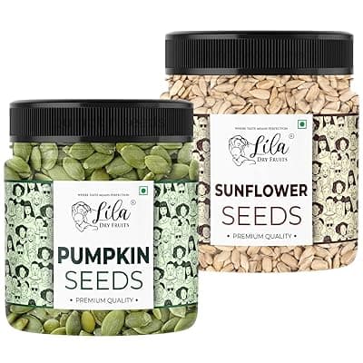 LDF Raw Pumpkin and Sunflower Seeds Combo 500g Each Pack of 2 | Protein Rich Healthy Snacks | High Fiber Superfood | Immunity Booster Diet | Seeds for Eating, Roasting 1 kg Perfect for Gifting
