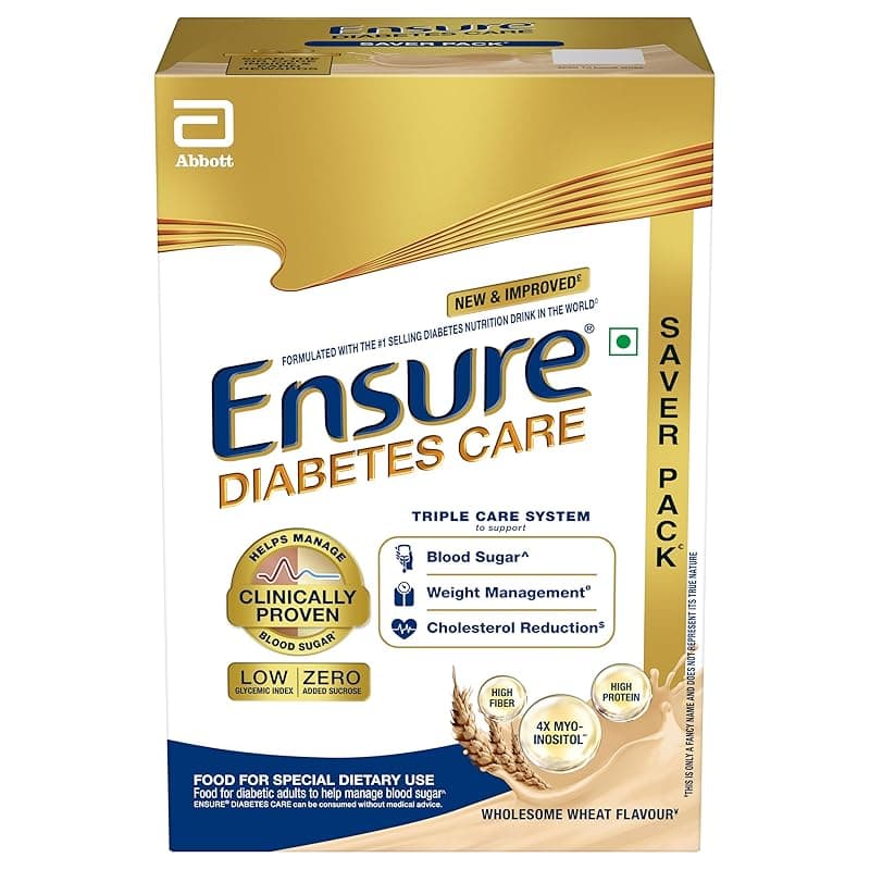 Ensure Diabetes Care- High Protein, High Fibre & 4X Myo-Inositol | Support Blood Sugar, Weight Management, Cholestrol Reduction, 950gm (Wheat Flavour) | Zero Added Sucrose