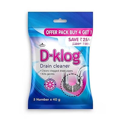 Drain Cleaner Powder (40g x 5 Units), Removes Clogs, Blockages in Washbasin, Septic Tank, Sinks, Pipes within 30 mins.Drain expert
