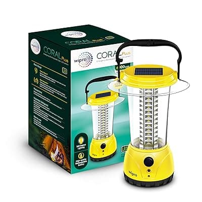 Wipro Coral Plus Rechargeable Solar LED Lantern (Pack of 1, Yellow)