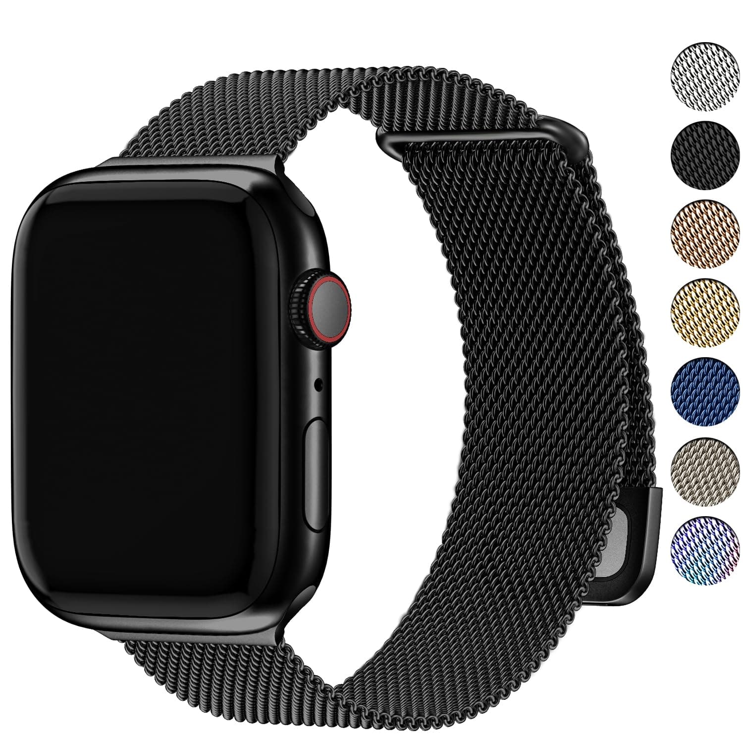 Fullmosa Compatible with Apple Watch Strap 49mm 46mm 45mm 44mm 42mm（Series 3/2/1） Women Men,Milanese iWatch Strap Ultra 3/2/1 SE3/2/1 Series 11 10 9 8 7 6 5 4 3 2 1,Black [NO Watch and Case]