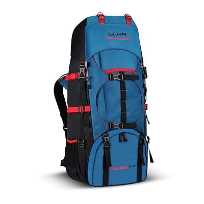 Gear Pioneer Travel 75L Extra Large Water Resistant Rucksack/Travel bag/For Men &amp; Women(Blue - Black)