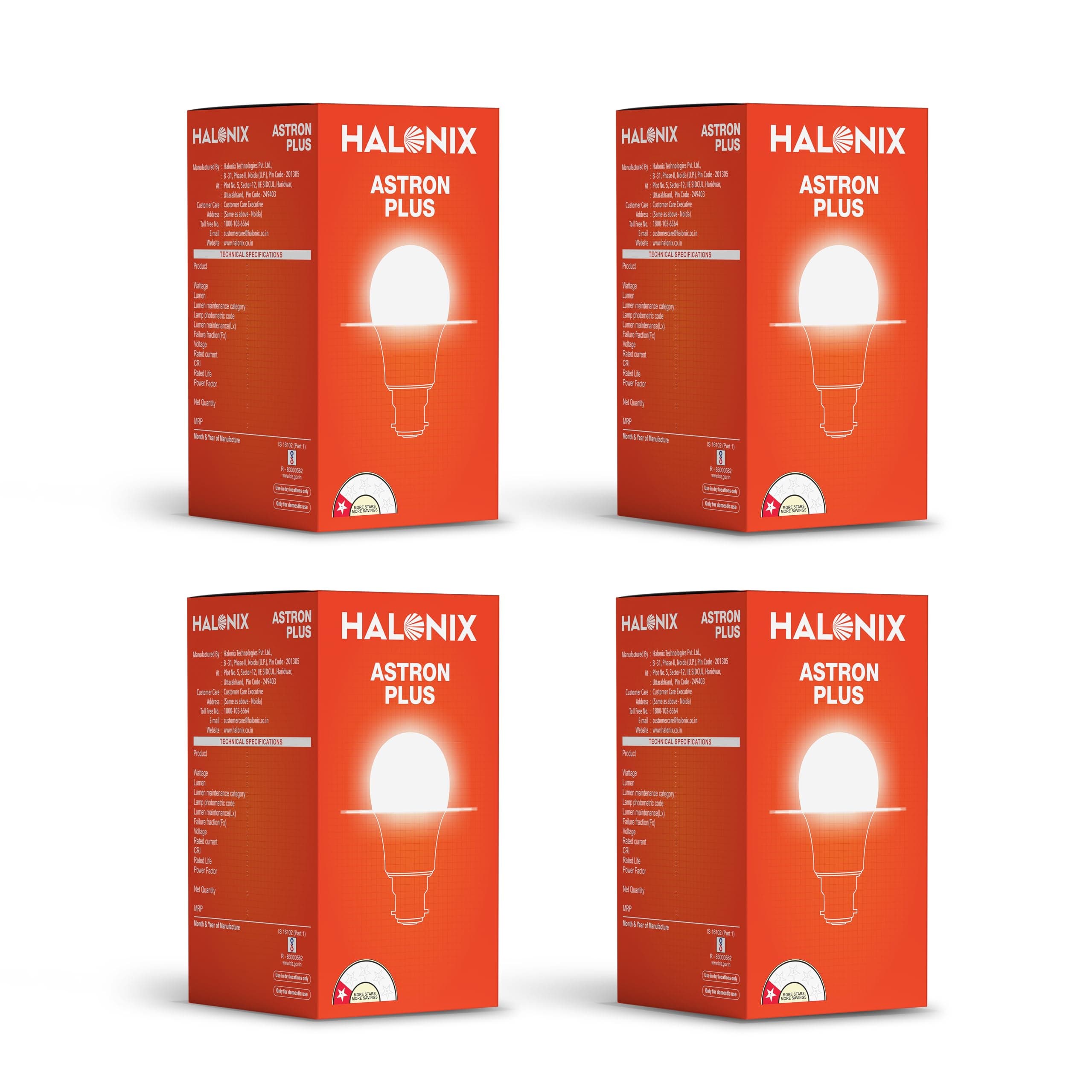 Halonix B22 10-Watt LED ASTRON Plus (Pack of 4, White)