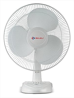 Bajaj Esteem 400 MM Table Fan For Home | Silent Operation | Full Copper Motor | Durable & Strong | Low Power Consumption | 1-Yr Warranty【White】