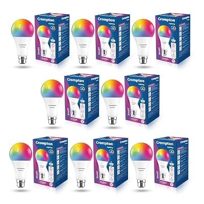 Crompton Immensa 9W Bluetooth Enabled Smart Bulb B22 | 16 million Colours | White Tunable (Warm, Neutral &amp; Cool White) &amp; Dimmable | App-Control |Music Sync|Perfect light for all occasions|Pack of 8