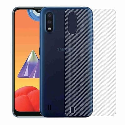 Compatible with Samsung M01 Back Screen Protective Film Carbon Fiber Skin Transparent Screen Guard Sticker