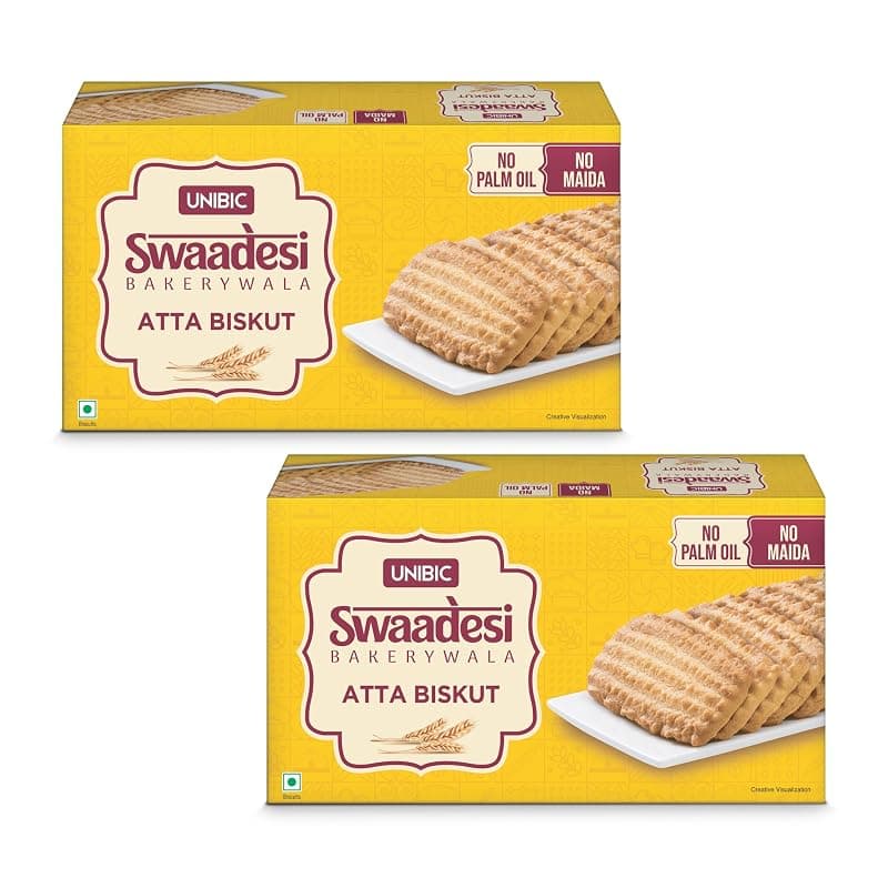 Unibic Swaadesi Atta Bakery Biscuits - No Maida, No Palm OilI Biskut Bakery Biscuits I 2 * 200g
