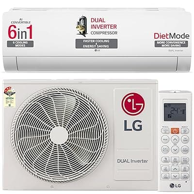 LG 1.5 Ton 3 Star DUAL Inverter Split AC (Copper, AI Convertible 6-in-1 Cooling, 2 Way Swing, HD Filter with Anti-Virus Protection, Faster Cooling & Energy Saving, TS-Q18JNXE3, White)