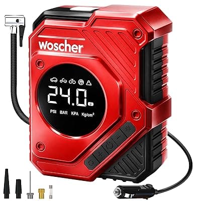 Woscherr Tornado Digital Tyre Inflator for Car and Bike, Air Pump for Car Tyre, 150 PSI 12V DC Car Inflator with Digital Pressure Gauge, LED Light | Tyre Inflator Kit | 1+1 Year Warranty